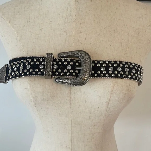 Guess | Accessories | Guess Black Leather Belt Silver Studs  display picture 3